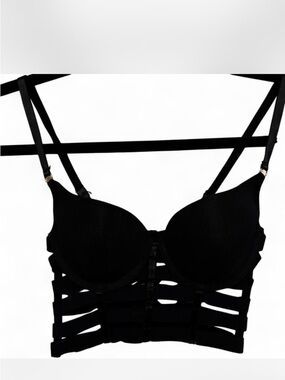 Strappy Black Longline Cutout Bra